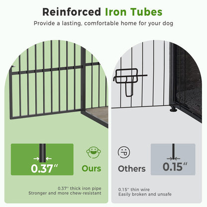 Lyromix 43'' L-Shaped Corner Dog Crate Furniture Large Breed for 2 Dogs with Double Rooms,Wooden Dog Crate End Table Indoor with Removable Divider for Small to Medium Dogs, Can Use Separately - WoodArtSupply