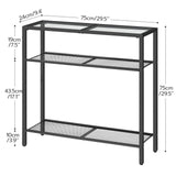 HOOBRO 29.5" Narrow Console Table, 3-Tier Tempered Glass Sofa Table, Small Side Table, Modern Entryway Table, for Entrance, Living Room, Foyer, Hallway Bedroom, Black BK21XG01G1 HOOBRO