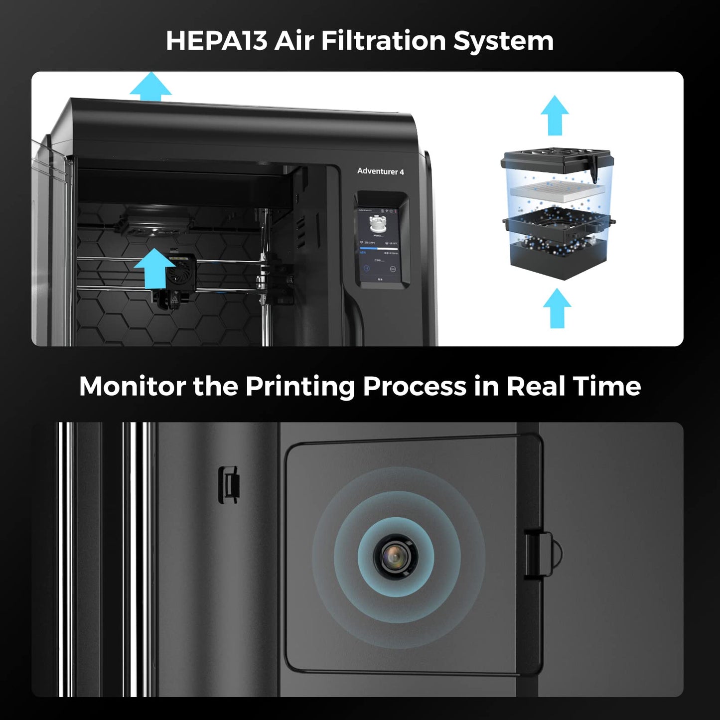 FLASHFORGE 3D Printer Adventurer 4 Pro with Auto Leveling, 300mm/s High Speed Printing, Upgraded Quick Detachable 265°C Hardened Nozzle, Perfect for Printing Carbon Fibre Filament - WoodArtSupply