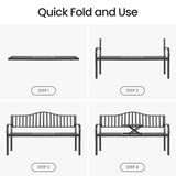 BODIOO Outdoor Metal Garden Bench 59" Patio Bench with Built in Table Park Bench, Outside Bench Weather Proof Front Porch Bench, 500lbs BODIOO