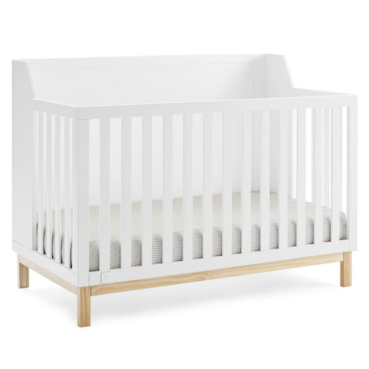 GAP babyGap Oxford 6-in-1 Convertible Crib - Greenguard Gold Certified, Bianca White/Natural - WoodArtSupply