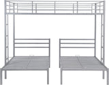 Harper & Bright Designs Metal Triple Bunk Beds Full Over Twin & Twin Bunk Bed with Upper Built-in Shelf, 3 Bed Bunk Beds with 2 Ladders for Kids, Teens, Adults, Silver Harper & Bright Designs