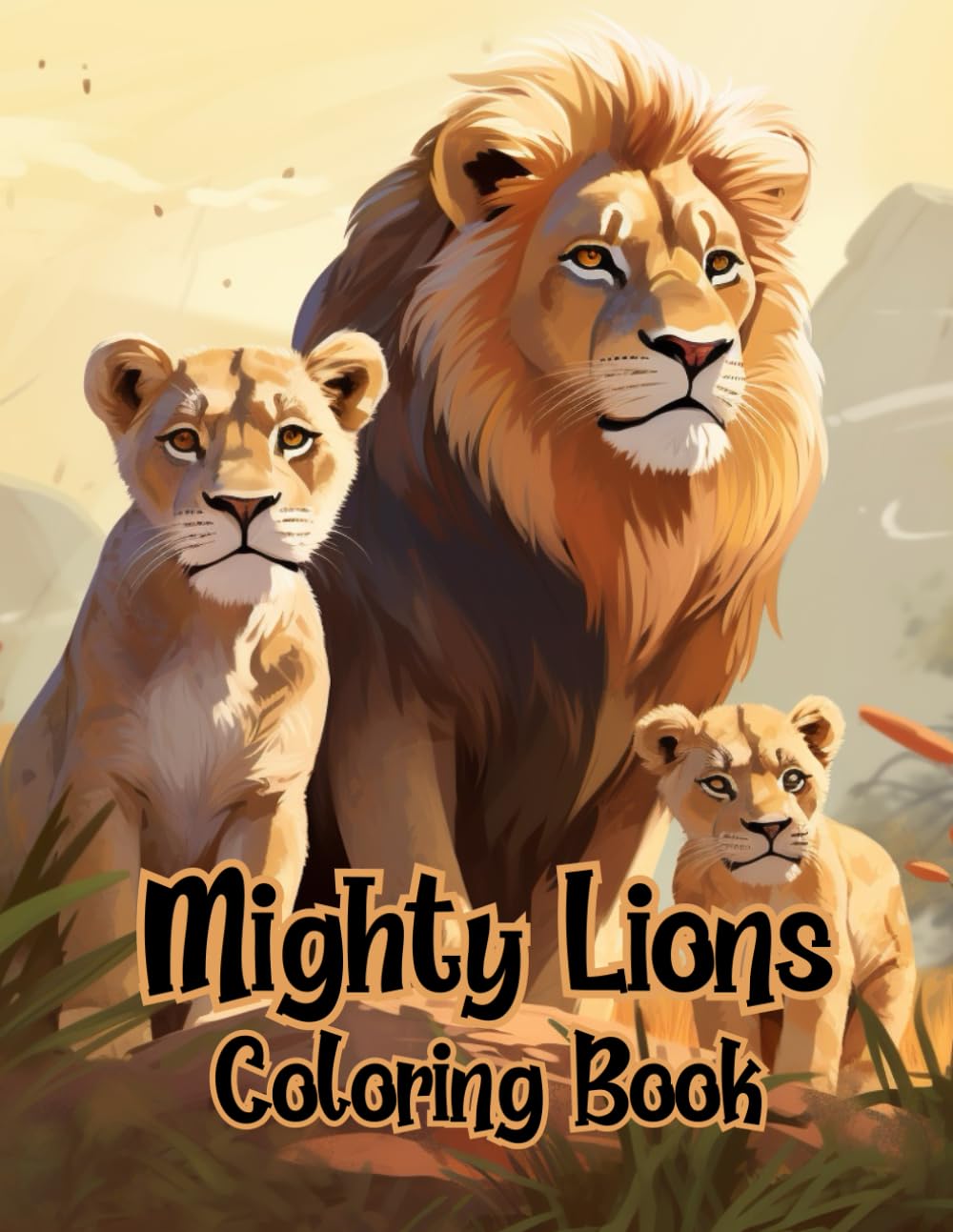 Mighty Lions Coloring Book: For Kids, Teens & Adults, Fun Lion Designs, 40 Awesome Images, Relaxation and Stress Relief Themes WoodArtSupply