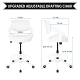 BOJUZIJA Ergonomic Drafting Chair,Standing Computer Desk Chair,Foot Ring,Lumbar Support,Swivel Task Chair - White BOJUZIJA