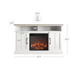 BELLEZE 48" TV Stand with 18" Electric Fireplace Heater, Modern TV Stand for TVs up to 50", Entertainment Media Stand with Open Shelves and Storage Cabinets for Living Room, Bedroom (White) BELLEZE