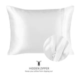 ShopBedding Satin Pillowcase for Hair and Skin Silk Pillowcases - 2 Pack, Satin Pillowcases with Zipper Closure, Satin Pillow Case Cover, Standard Satin Silk Pillowcase for Hair & Skin, White SHOPBEDDING