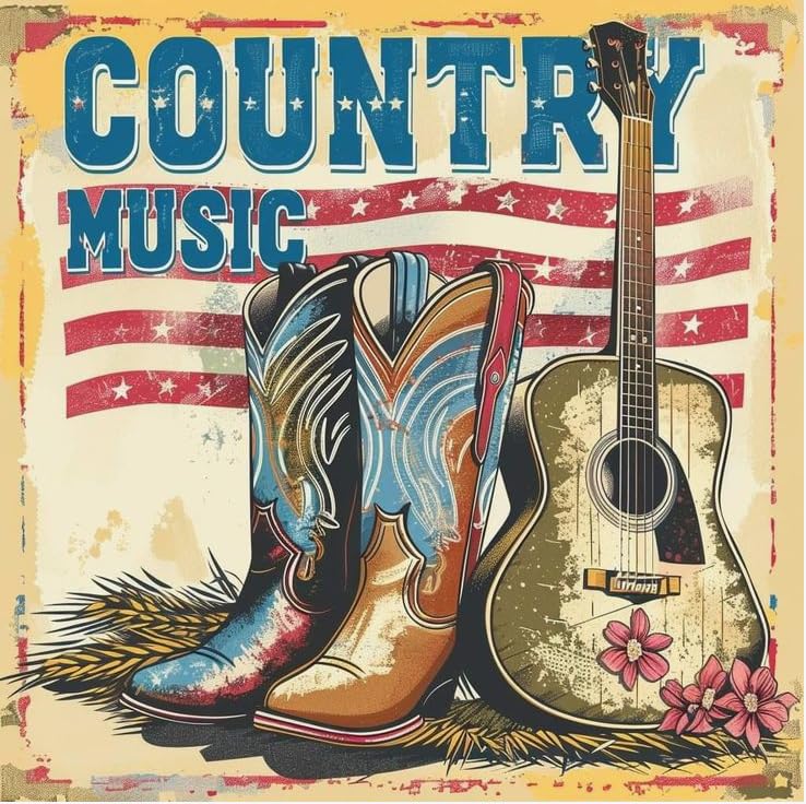 RYMILIE Diamond Art Kits for Adults-Country Music Diamond Art Kits for Beginners-DIY 5D Cowboy Boots Diamond Painting Kit for Home Wall Decor Gifts【13.7x13.7inch】 RYMILIE