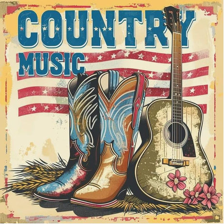 RYMILIE Diamond Art Kits for Adults-Country Music Diamond Art Kits for Beginners-DIY 5D Cowboy Boots Diamond Painting Kit for Home Wall Decor Gifts【13.7x13.7inch】 RYMILIE