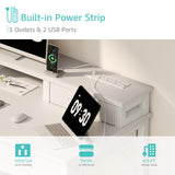 Lufeiya White Computer Desk with Fabric Drawers for Home Office, 40 inch Vanity Makeup Desk with Drawers Storage for Bedroom, Writing Study Table with Power Outlet & Monitor Stand, White Lufeiya