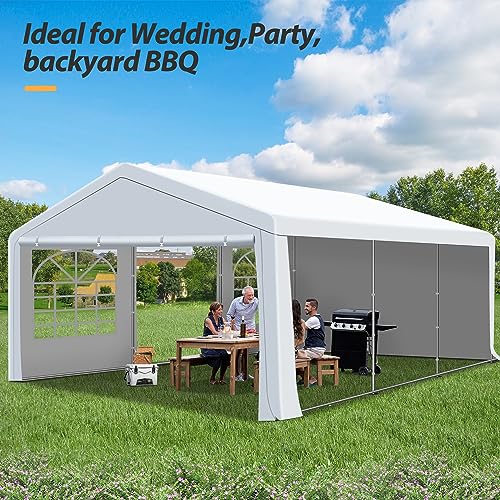 Raysfung 20 x 20Ft Party Tent Heavy Duty, Outdoor Wedding Tent with Removable Sidewalls, Event Gazebo Shelters Canopy for Party