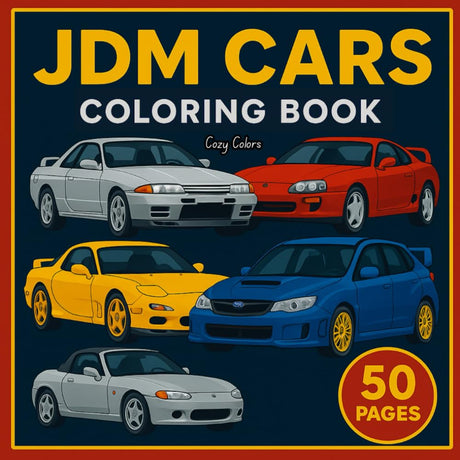 JDM Cars Coloring Book: for kids and teens Iconic Japanese Cars to Color WoodArtSupply