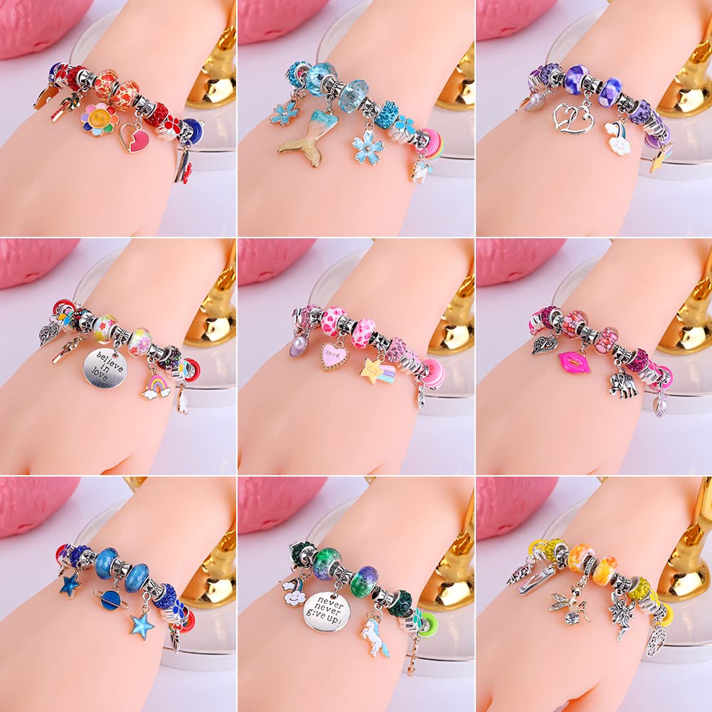 AIPRIDY 150 Pieces Charm Bracelet Making Kit,Unicorn Mermaid Crafts Gifts Set Can Inspires Imagination and Creativity,Jewelry Making Kit Perfect Gifts for Girls 5-12 Years Old (150 Pieces) AIPRIDY