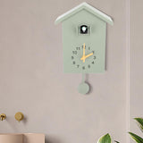 Cuckoo Clock Wall Clock, Nordic Style Bird Voices Pendulum Hanging Clock Coo Coo Clock for Art Home Living Room Office (Green) Gsycle