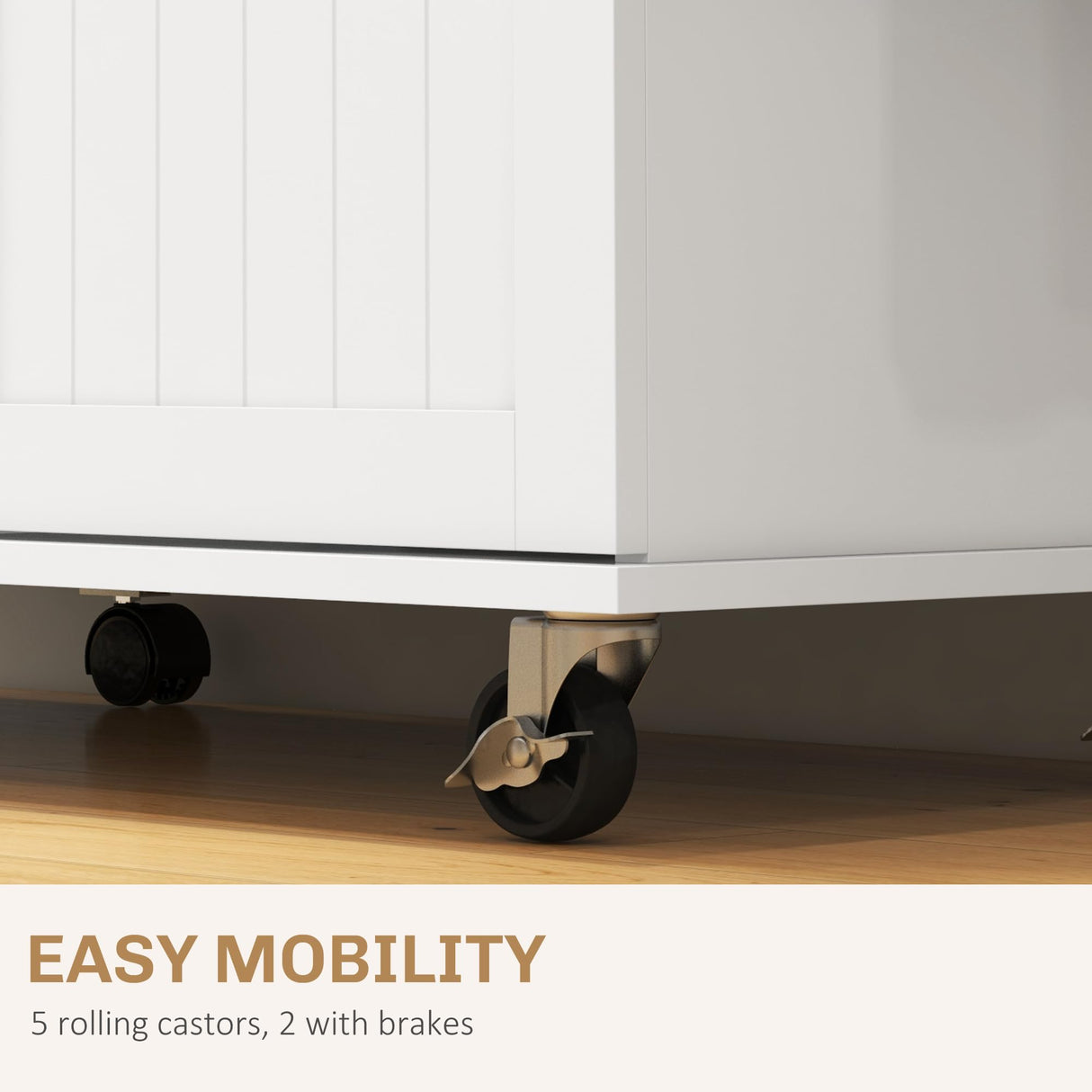 HOMCOM Kitchen Island with Storage, Rolling Kitchen Cart on Wheels with Drop Leaf Top, 3 Drawers, 2 Cabinets, 2 Adjustable Shelves, Spice Rack and Towel Rack, White HOMCOM