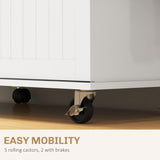 HOMCOM Kitchen Island with Storage, Rolling Kitchen Cart on Wheels with Drop Leaf Top, 3 Drawers, 2 Cabinets, 2 Adjustable Shelves, Spice Rack and Towel Rack, White HOMCOM