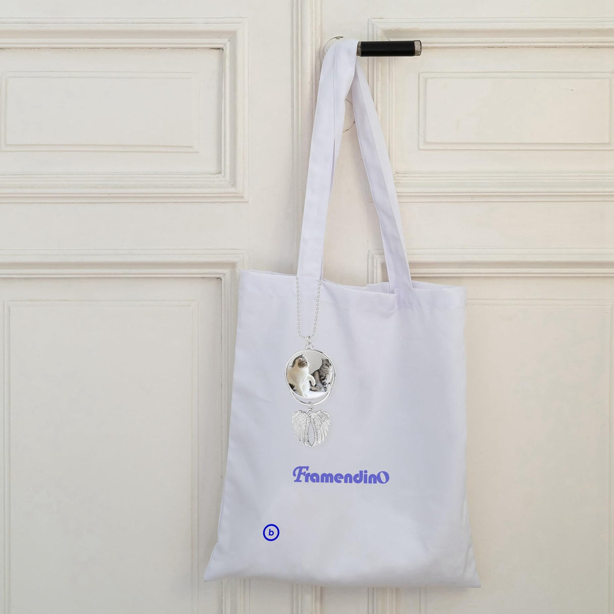 Framendino, 5 Pack Silver Angel Wings Car Hanging Ornament Personalized Car Mirror Hanging Accessories Blank Heat Transfer Photo Frame Keychain for DIY Crafting Framendino