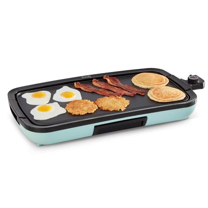 DASH Deluxe Everyday Electric Griddle with Dishwasher Safe Removable Nonstick Cooking Plate for Pancakes, Burgers, Eggs and more, Includes Drip Tray + Recipe Book, 20” x 10.5”, 1500-Watt - Aqua