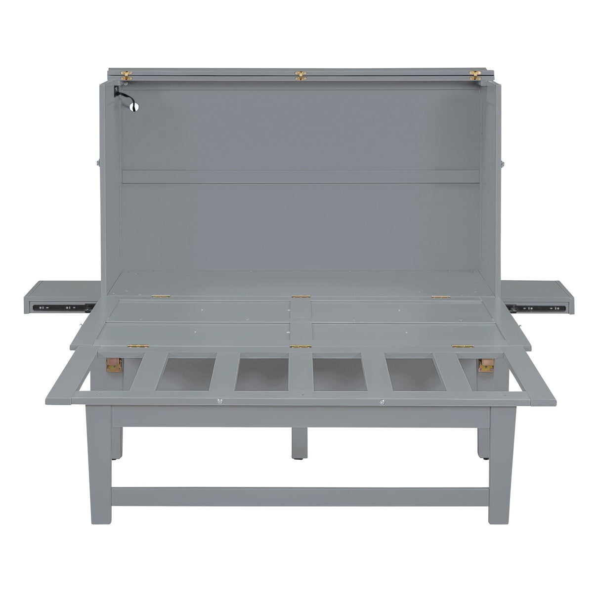 Harper & Bright Designs Full Size Murphy Bed with USB Port, Desk and Removable Shelves on Each Side, Full Platform Bed Wood Frame, for Guest Room Home Office - Gray Harper & Bright Designs