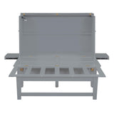 Harper & Bright Designs Full Size Murphy Bed with USB Port, Desk and Removable Shelves on Each Side, Full Platform Bed Wood Frame, for Guest Room Home Office - Gray Harper & Bright Designs