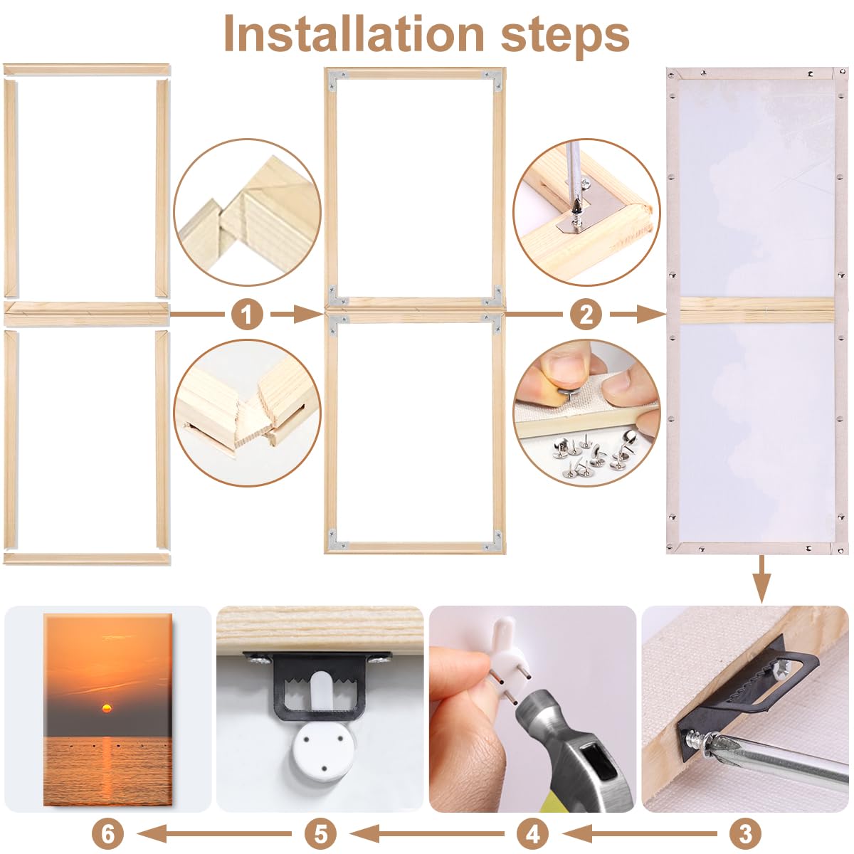 ECYC Ltd 70 x 90cm Wood Canvas Stretcher Bars Kit, DIY Solid Wood Canvas Frame Kit Wood Canvas Stretcher Frame Wooden Art Frames for Canvas Painting, Oil Paintings, Prints, Diamond Painting, Posters ECYC Ltd