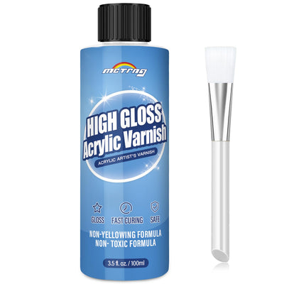 MCTRHG Gloss Varnish for Acrylic Painting, Artist's Acrylic Varnish, Non-Yellowing, Non-Toxic, Anti-Crazing, High Gloss Finish, for Artwork, Acrylics Paint, Suitable for Pro Artists, Hobby Painter