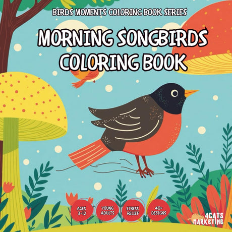 Morning Songbirds Coloring Book – for Kids, Teens, Adults and Seniors with Easy and Simple Designs for Stress Free Relaxation (Birds Moments Coloring ... Simple Designs for Stress Free Relaxation) Majosta