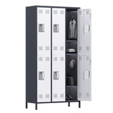 METAN Metal Locker for School Office Gym Bedroom,6 Doors Steel Storage Locker Cabinet for Employees,Industrial Storage Locker with 1 Shelves,Assembly Required,Gray+White… METAN