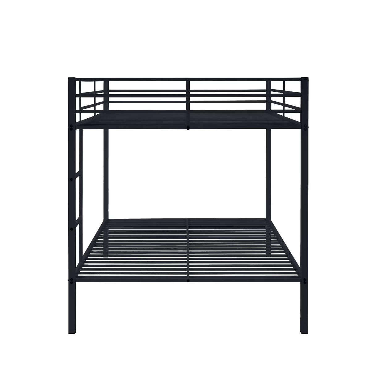 EMKK Metal Bunk Bed Full Over Full with Guardrails,Bedframe,Bunk Beds for Dorm,Bedroom,Guest Room,Heavy Duty Metal Slats, Noise Free, No Box Spring Needed, Black EMKK