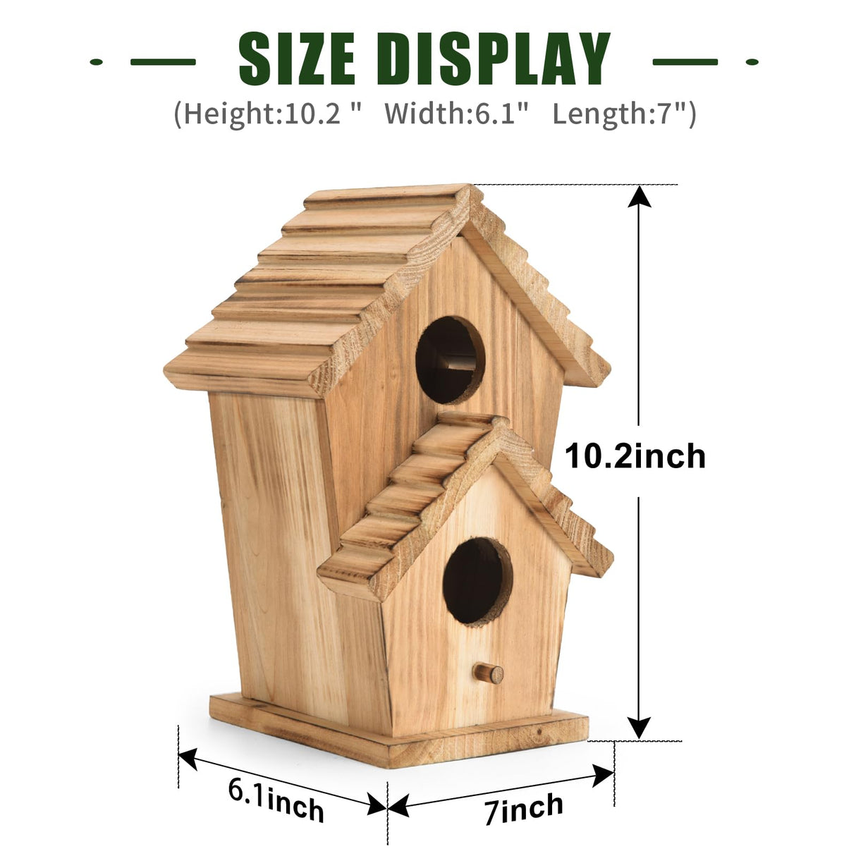 NATUREYLWL Bird Houses for Outside-2 Hole Wooden Outdoor Bird House,Wild Bird Box House,Nesting Box Birdhouse,Garden Bird Roosting NATUREYLWL