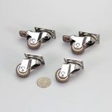 bayite 4 Pack 1" Low Profile Casters Wheels Soft Rubber Swivel Caster with 360 Degree Top Plate 100 lb Total Capacity for Set of 4 (2 with Brakes & 2 Without) bayite