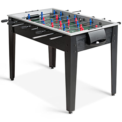 Goplus 48'' Foosball Table, Wooden Soccer Games Table w/ 2 Footballs, Score Keepers, Indoor Home, Game Room, Arcade Competition Sized Football Table for Adult Kids Youth (Black) - WoodArtSupply