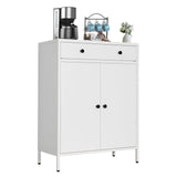 CJF Metal Storage Cabinet, Sideboard Buffet Cabinet with Drawer and Adjustable Shelf, Kitchen Storage Cabinet for Living Room, Dining Room, Bedroom, Entryway, Hallway CJF