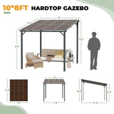 Yalissey 10'×8' Patio Gazebo with Waterproof Fuzzy Strip, Outdoor Gazebo with Innovative Base Support, Wall Mounted Gazebos Pergola with Roof for Backyard, Decks, Garden Yalissey