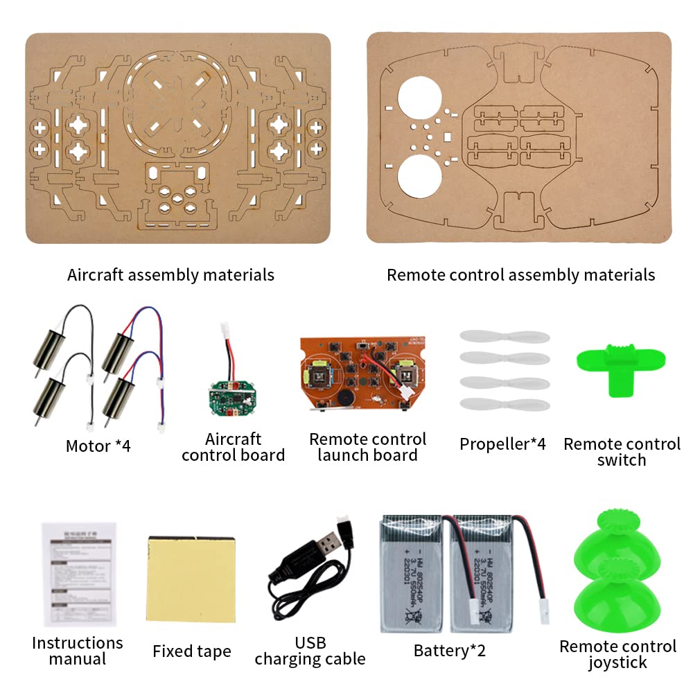 Diy Mini Wooden Drone RC Quadcopter Building Kits for Kids or Beginner,School Educational Science Kits Remote Control for Boys and Girls and Teens(Ages 5-7, 5-9, 8-12, 10+) gkfescc XYQ-1 gkfescc
