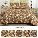 Dobuyly Brown Comforter Set Queen Size, 7 Piece Floral Bedding Comforter Set, Bed in a Bag Botanical Flower Pattern with Sheets, Pillowcases & Shams All Season Dobuyly