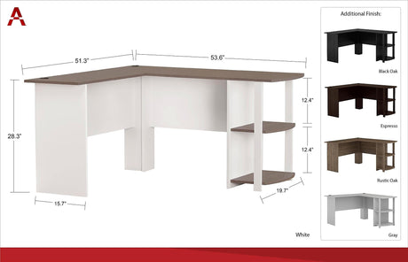 Ameriwood Home Dakota L-Shaped Desk with Bookshelves (Black Ebony Ash) Ameriwood Home