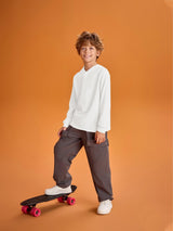 Haloumoning Boys Fashion Hoodies Kids Long Sleeve Hooded Sweatshirts 5-14 Years White Haloumoning