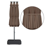 Tangkula 15 Ft Solar LED Patio Double-Sided Umbrella with Base, Outdoor Twin Umbrella, Extra Large Umbrella w/ 36 Solar Powered Lights & Crank System for Garden, Deck, Poolside, Patio (Tan) Tangkula