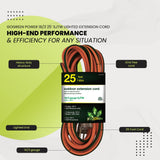 Go Green Power Inc. 16/3 25ft Outdoor Extension Cord with Lighted End - Contractor Grade, Durable, and Moisture Resistant - Ideal for Heavy Duty Tools - GG-13725 Power By GoGreen