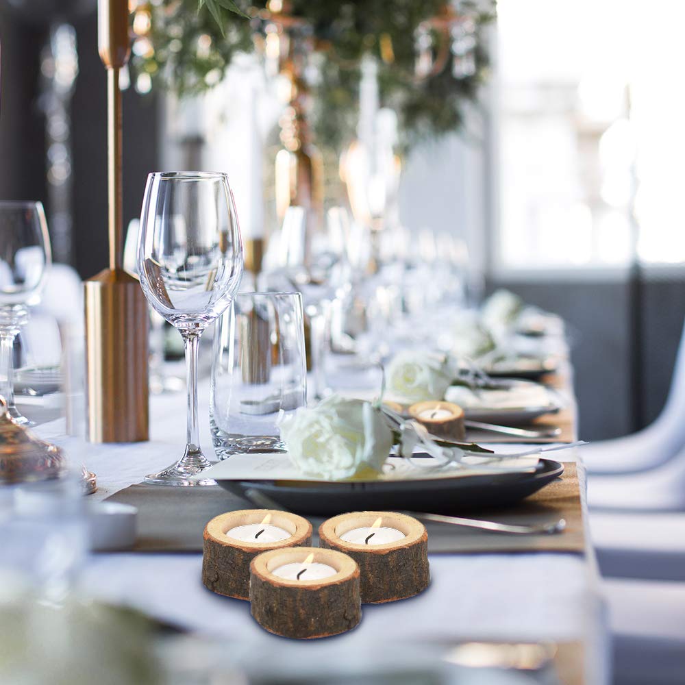 Hagao Tea Light Candle Holders, Personalized Wooden Votive Tealight Holder for Wedding Party Birthday Holiday Set of 12 (1") Hagao