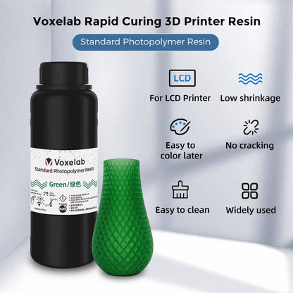 VOXELAB 3D Printer Resin, Rapid Resin LCD UV-Curing Resin 405nm Standard Photopolymer Resin for LCD 3D Printing, High Precision & Quick Curing & Excellent Fluidity - 500g (Green)