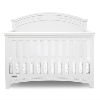 Delta Children Simmons Kids SlumberTime Emma 4-in-1 Convertible Baby Crib N More - Greenguard Gold Certified, Bianca White