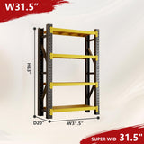 MDXEKE 3000lbs Garage Shelving Heavy Duty, 4-Tier Metal Adjustable Garage Shelves, Storage Shelves for Warehouse, Pantry, Basement, 31.5" W X 20" D X 63" H (Black+Yellow, 31.5x20x63) MDXEKE