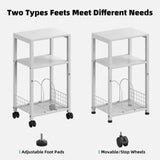 Kalrin Small Side Table, 3 Tier Moveable Small End Table, Record Player Stand with Records Shelf, Tall Nightstand for Bedroom, Living Room, Sofa, Office, Bathroom (Pure White) Kalrin