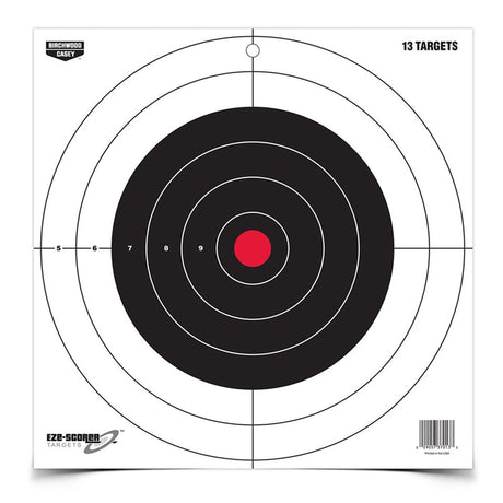 BIRCHWOOD CASEY 12" Eze-Scorer Bull's-Eye Practice Shoot-Up Brilliant White Paper Targets for Indoor and Outdoor Use, 13 Targets Birchwood Casey