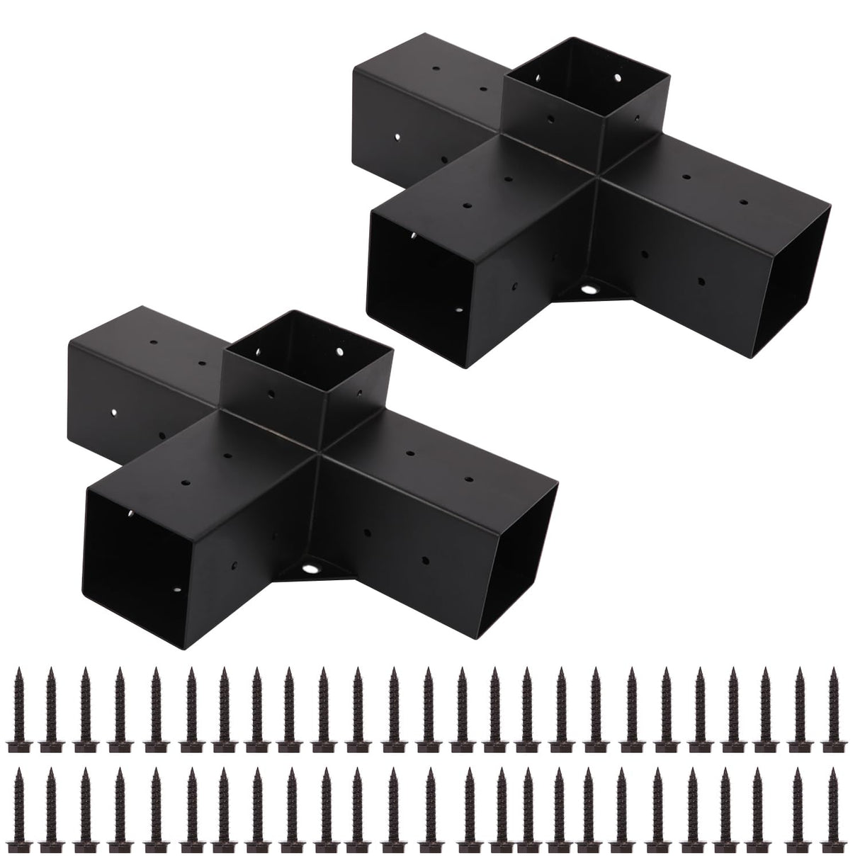 2Pcs Pergola Brackets Kit 4 Way Right Angle Corner Brackets for Gazebos,Garden,Patio,Wood Beams 4''x4'' Lumber (Actual: 3.8x3.8'') Inusbojie