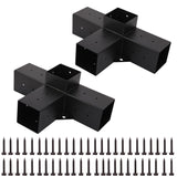 2Pcs Pergola Brackets Kit 4 Way Right Angle Corner Brackets for Gazebos,Garden,Patio,Wood Beams 4''x4'' Lumber (Actual: 3.8x3.8'') Inusbojie