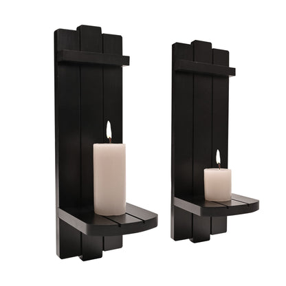 Yorkmills Sconces Wall Decor Set of 2, Wall Candle Holder Rustic Home Decor, Farmhouse Wall Art Floating Candle Sconces Shelf Black Wall Decorations for Living Room, Dining Room, Bedroom, Bathroom