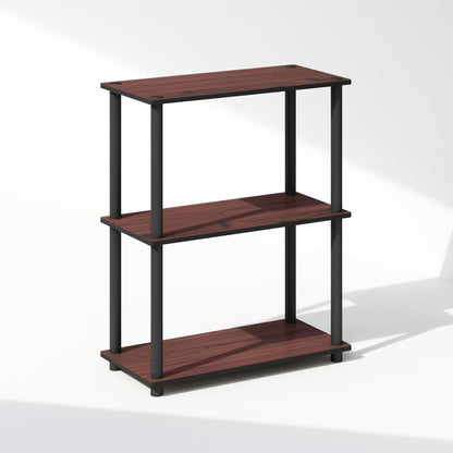 Furinno Turn-N-Tube 3-Tier Multipurpose Compact Bookcase, Dark Cherry - WoodArtSupply