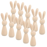 STOBOK 10pcs Unfinished Wooden Peg Dolls Easter Rabbit Statue Bunny Figurines Blank Natural Wood Peg Figures Animal Doll Bodies to Paint Cake Topper for Art Chess Pieces STOBOK